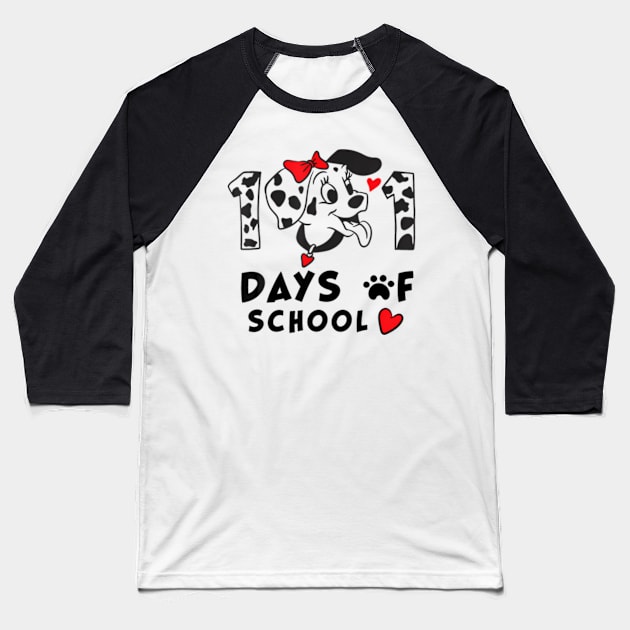 100 Days Of School Dalmatian Dog Boy Kid 100th Day Of School Baseball T-Shirt by Cristian Torres